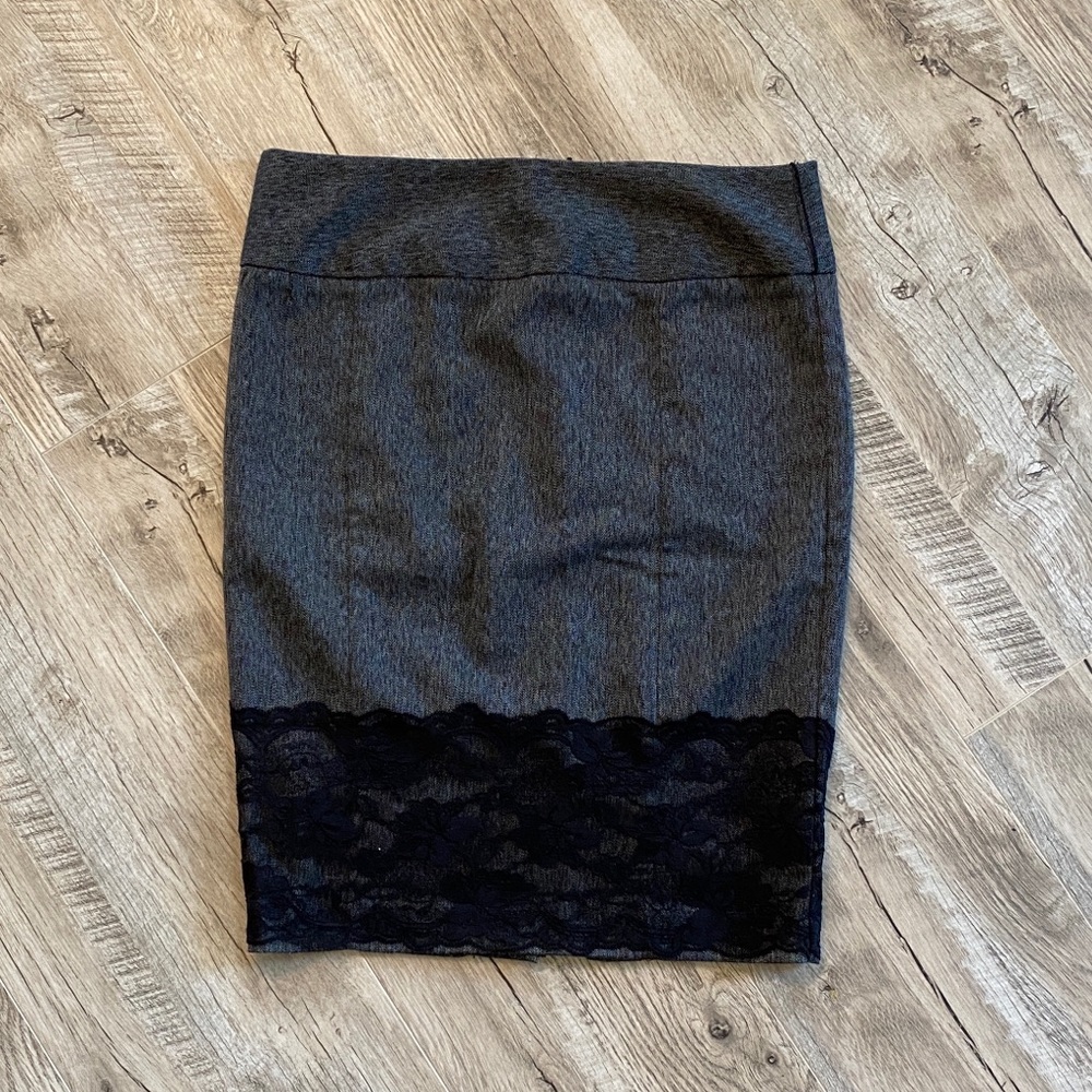 Pencil Skirt With Black Lace Accent